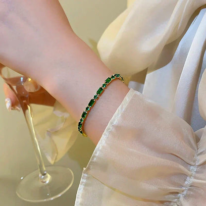 French Luxury Green Zircon Bracelet