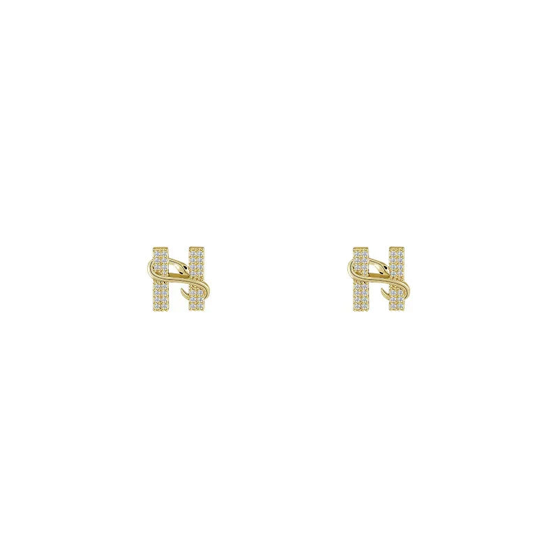 "Design Sense Gold Color Snake Wrapped Letters Stud Earrings"