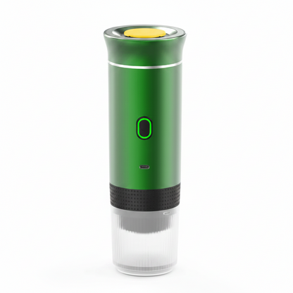 Green electric wine bottle opener on a white background