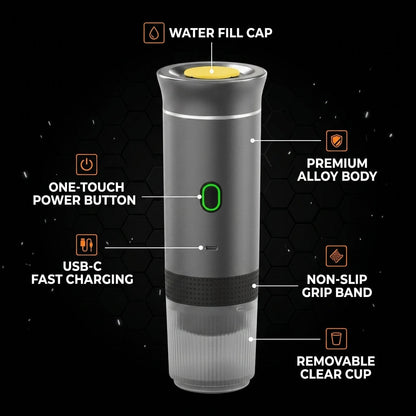 Product with labeled features on a black background